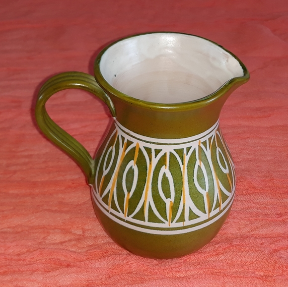 Vintage Other - MCM Avocado Green Pottery Pitcher 5.5"
